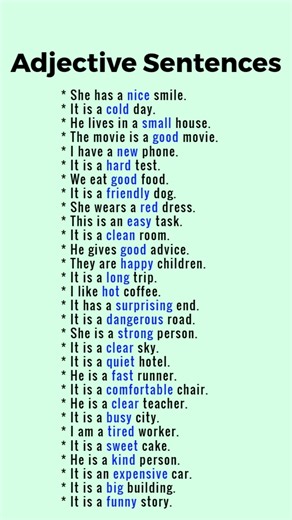 30 Adjective Sentence Examples #adjectives #shorts