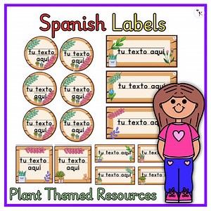 Spanish Classroom Labels Plant Classroom Decor Theme Organization