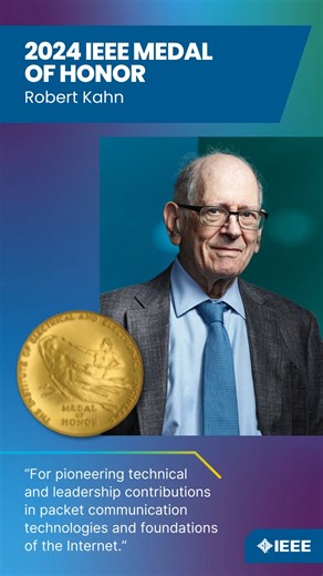 The 2024 #IEEE Medal of Honor is awarded to IEEE Life Fellow Robert E. Kahn for his leadership and dedicated efforts in the application of the packet network concept that led to the development of the Internet. In part due to his work, we have Doordash, Email exchanges around the world, and applications like Zoom. Sponsored by IEEE Foundation the Medal of Honor is IEEE’s most prestigious recognition. Congratulations to Robert E. Kahn as we celebrate his accomplishments. Learn more about this yea