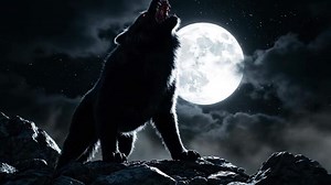 Download Wolf Howling at the Full Moon on a Rocky Mountain at Night for free