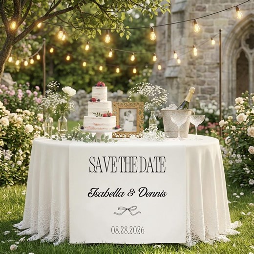 Personalized Wedding Table Runner, Custom Save the Date Tapestry, Wedding Reception Decor, Name Date Table Decor, Elegant Wedding Banner - Etsy