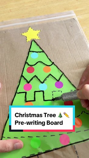 Watch as your children joyfully practice drawing lines and build their pre-writing skills with this erasable Christmas Tree Pre-writing Board! Plus, this reusable board ensures endless fun—wipe and it's ready for use again! 🎄✏️ 🎄 Recommended for 3 to 5 years old ❤️ Follow @happytotshelf for more fun educational activities for kids! . . #homelearning #learningisfun #handsonlearning #playandlearn #earlylearning #toddleractivities #preschoolactivities #christmas2023 #learnontiktok