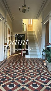 I was glad to get the red paint off these old, Minton tiles. It was one of the first jobs I did when we moved into the house and it was a bit of a grim task but well worth it once I could see the beauty of the tiles under the paint. Fortunately, only parts had been painted; I think there must have been rugs down at some point so someone had painted around them. I wouldn’t choose to paint tiles like this but I’m just glad they painted them instead of getting rid of them! I was asked earlier this 