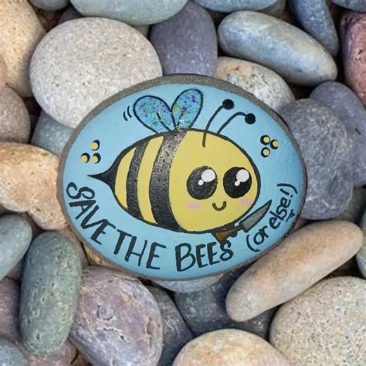 Bumble Bee Painted Rock, Save the Bees! - Etsy
