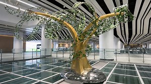 Subway hall has tree art in China