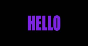 Wavy style animation of text hello. 2d kinetic typography hello world animation. Hello word filled with different bright colors isolated on black background.