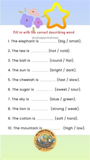 Describing Words (Adjectives) worksheet