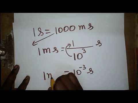 millisecond to second, microsecond to second, nanosecond to second