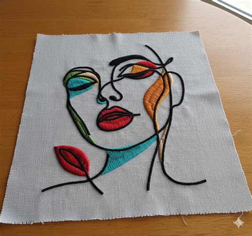 Floral Face Machine Embroidery Design, Modern Line Art Woman Portrait, Minimalist Aesthetic, Contemporary Wall Art Pattern - Etsy