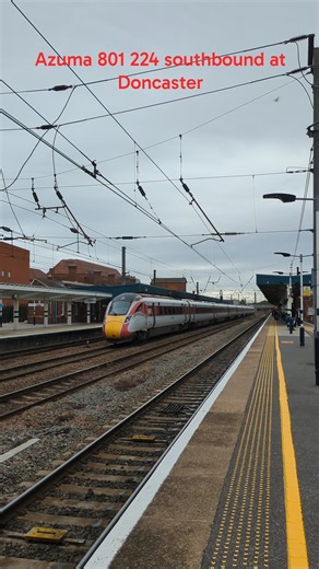 LNER Azuma 801 224 on Up Fast line through Doncaster with Newcastle to London King's Cross service
