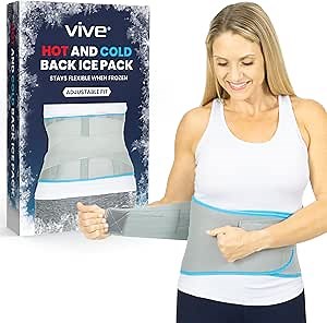 Vive Wearable Ice Packs for Back Pain - Back Brace with Ice Pack - Ice Belt for Lower Body Pain - Gel Ice Pack for Sciatica Relief Men, Women - Compression Hot Cold Therapy for Injuries Reusable