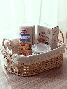 GIB Small Wicker Storage Baskets for Organizing, Decorative Woven Baskets with Handles & Liners, Boho Paper Rope Serving Baskets Trays for Shelves & Gifts, Set of 2