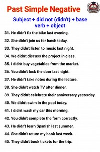 Past Simple Negative Structure and Examples Part 3 #grammartest #dailyenglish #tense | Super Academy | Facebook