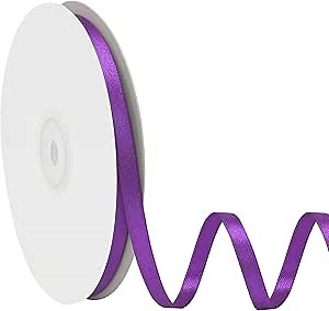 Double Face Purple Satin Ribbon 1/4 Inch X 50 Yards Polyester Purple Ribbons for Gift Wrapping Fabric Ribbon for Crafts Flower Bouquet Sewing Arts Wedding Party Decoration