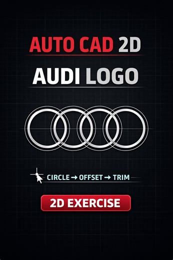 AutoCAD 2D Exercise | Audi Logo Design 🛠️ Learn how to create the iconic Audi logo using simple AutoCAD 2D commands like Circle, Offset & Trim. Perfect practice for beginners, civil engineers & CAD learners 🚀 👉 Follow for more AutoCAD logo exercises #AutoCAD #AutoCAD2D #AudiLogo #CADPractice #CivilEngineering #EngineeringDesign #AutoCADExercise #CADLearning #ReelsEducation #DesignReels | SoftzCart