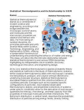 Statistical Thermodynamics & STEM - No Prep -Science Worksheet - 100% Editable