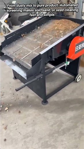 Efficient mechanical sieve for soil or seed material separation.