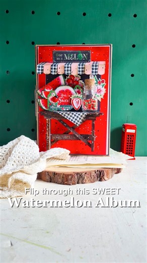 This one-in-a-melon scrapbook is full of summer charm! Take a closer look atthe 3D Watermelon Cart Album made with Sunshine on My Mind— interactive, vibrant, and totally unique! Album by Evanjelene. Check out the full tutorial on our blog: https://g45papers.com/3d-pop-up-watermelon-cart-album-flip-fold-scrapbook-tutorial/ #graphic45 #papercrafting | Graphic 45