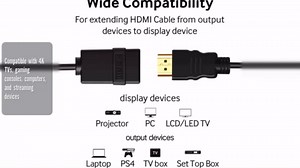 Cmple - HDMI Extension Cable 6 ft Male to Female HDMI Adapter Cord 4K@60Hz 2150p 1080p 3D Audio/Video Extender Compatible with Laptop, Gaming PC, HDTV