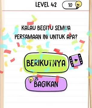 Brain Test Level 42 Berapa Angka Terbesar? 200+520 452-102 222/11 15x15x2 (tiga digit)