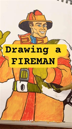Drawing a Fire-man 😉 hope you liked it! #fireman#fire#drawing