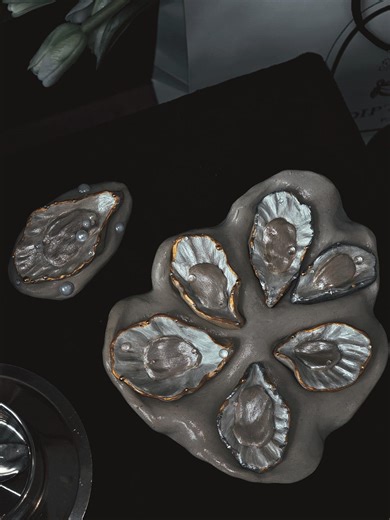 Handmade Oyster Shell Clay Display 6piece Set– Coastal Table Decor & Perfume Diffuser Accent - Etsy