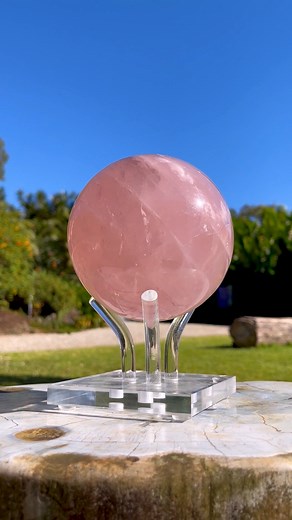Rose Quartz 💖 This crystal is associated with love, tenderness, and sensitivity due to its soft pink colour and calming energy. It is supposed to have a calming effect on the heart chakra, encouraging love, self-love and compassion. This Rose Quartz Sphere is a beautiful piece that can be placed in the centre of your home, or whereever you want to invite deeper connections, higher levels of compassion, and softer communication from a heart-led place. The Mystic Lore of Rose Quartz is Love, invi