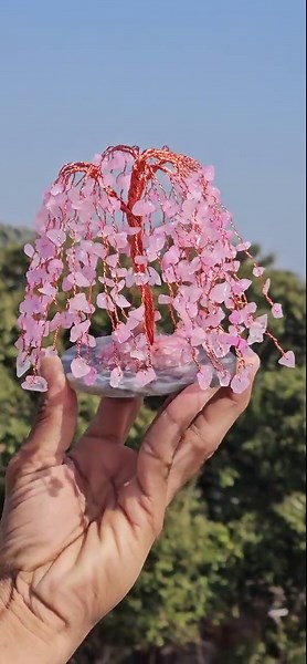 Rosequrtz Crystal Copper Bonsai Tree Unique and Beautiful Artificial Willow Tree 300beds With 3 Inch Agate Coster Besh Copper Wired Handcraf - Etsy UK