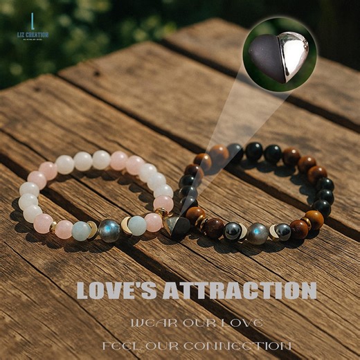 MAGNETIC Heart Bracelets Couples, Natural Crystals Matching Bracelets, Bride and Groom Promise Christmas Gift - Etsy