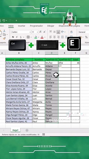 Separar nombres y apellidos en Excel fácilmente