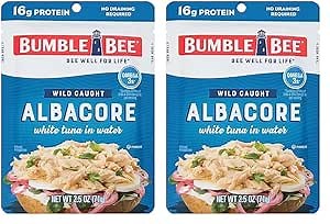 Bumble Bee Chunk White Albacore Tuna in Water Pouch - Ready to Eat Wild Caught Tuna Packet - 16g Protein per Serving, High in Omega-3s - Non-GMO, Gluten Free, Kosher, 2.5 oz (Pack of 2)