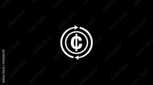 Animated cent sign icon, on circle pointer animation background
