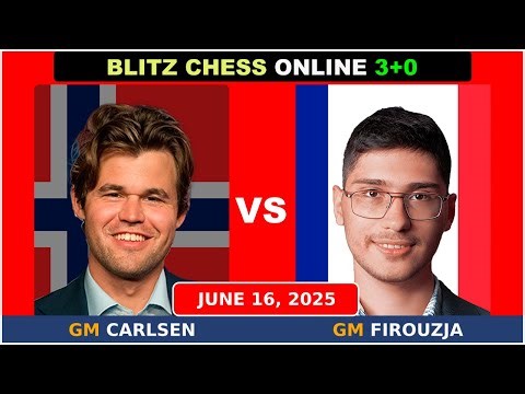 Magnus Carlsen vs Alireza Firouzja | Blitz Chess 3+0 | ChessCom | June 16, 2025