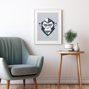 Playful Geometric Monkey Face Art - Modern Low-poly Digital Artwork for Wall Decor - Instant Download Printable Design - Etsy