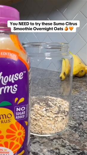 These Sumo Citrus Tropical Smoothie Overnight Oats are about to become your newest obsession and are totally worth using up every last drop of your remaining stock 🌞 Who’s ready to try this recipe before Sumo Citrus season comes to an end? ✨ 1 cup rolled oats ✨ Bolthouse Farms @sumocitrus Tropical Smoothie ✨ A spoonful of chia seeds ✨ Some shredded coconut ✨ Top with pineapple and mango chunks #bolthousefarms #overnightoats #overnightoatsrecipe #breakfastideas #easybreakfast 🎥: @letsplateitup 