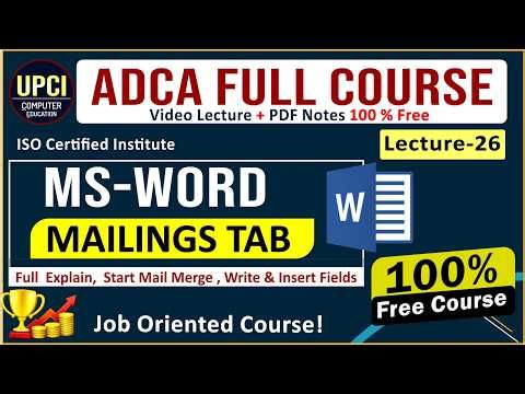 MS Word में Mail Merge कैसे करें? | Mailings Tab Full Tutorial | ADCA Lecture 26