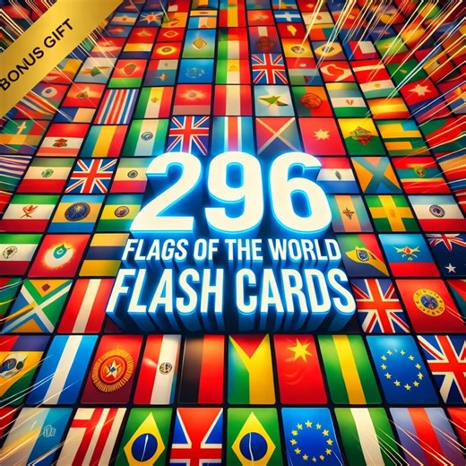 296 World Flags Flash Cards | Printable Geography Learning (digital Download) - Etsy