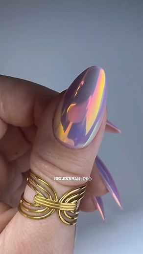 Elena Khan on Instagram: "Dragonfly aurora 😍🎇 Used products: @hgprofessional use my promo code HAN10 Dragonfly DR-03🔥🔥🔥 Silicone 🖊️ Chrome top coat Base High gloss top coat . . . . . . . #helenahanpro #hgprofessional #nailchrome #nailpowder #nailart #autumnnails #nudenails #auroranails #mirrornails #almondnails #dragonflynails #naillover #nailporn #nailsnailsnails #nailsofinstagram #nailsgold #goldnails #naildesigns #nailsnails #auroranail #nailaddict #unicornnails #nailartwow #wakeupandma