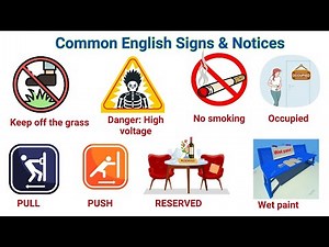Lesson 197: Common Warning and Instruction Signs in English with Examples | Everyday Signs & Notices