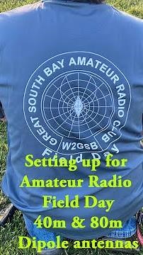 Setting up 40m 80m dipole antenna for Amateur radio field day - Great South Bay Amateur Radio Club.