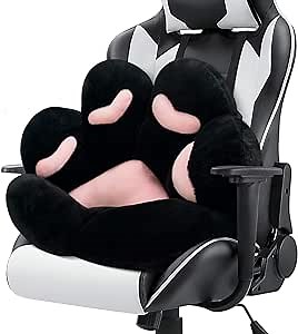 MOONBEEKI Cat Paw Cushion Chair Comfy Kawaii Plush Seat Cushions Shape Lazy Pillow for Gamer Chair 28"x 24" Cozy Floor Cute Seat Kawaii for Girl Worker Gift, Dining Room Bedroom Decorate Black