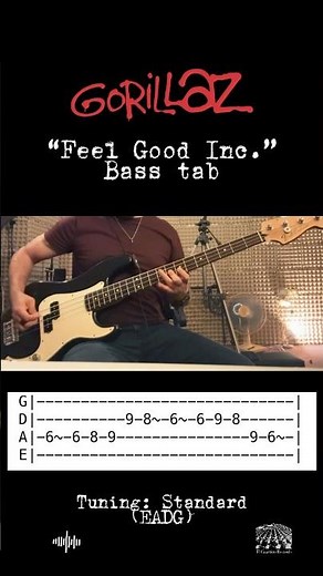 Gorillaz - “Feel Good Inc” bass Tab #gorillaz #tutorial #bass #basstutorial #basstabs