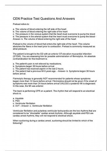 CEN Practice Test Questions And Answers