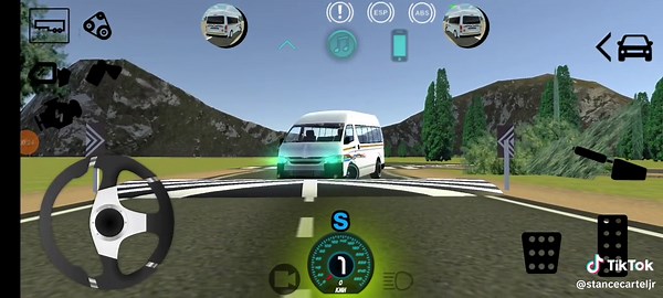 Virtual Driving Simulation of a White Bus