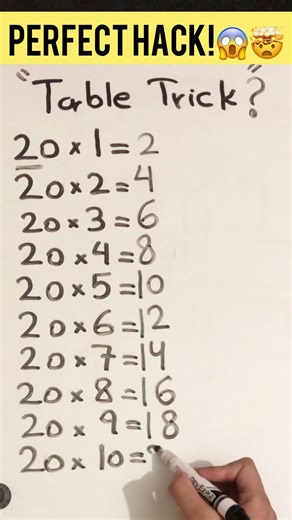 Solve 20 Table in Seconds!😱🤯#creatorsearchinsights #math#mathtricks #unfreezemyacount #fyp