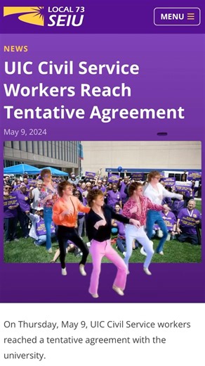 🎉 The UIC Bargaining Committee has reached a tentative agreement with the university with across-the-board wage increases, transformative and equitable new pay scales, and more. Visit the link in our bio to learn more about the TA. When we fight, we win! . . . #WeMakeUICRun #SupportUICWorkers #FairContractNow #fridayfeeling | SEIU Local 73