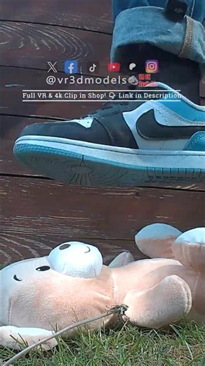 Evil teddy bear crushed under sneakers