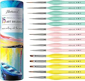 Model Paint Brushes 15pcs Professional Paint Brushes Set for Tiny Tip Acrylic and Watercolor Painting Dry Brush Detail Paint Brush Set Miniature Paint Brushes for Small Tiny Paint Brush Colorful