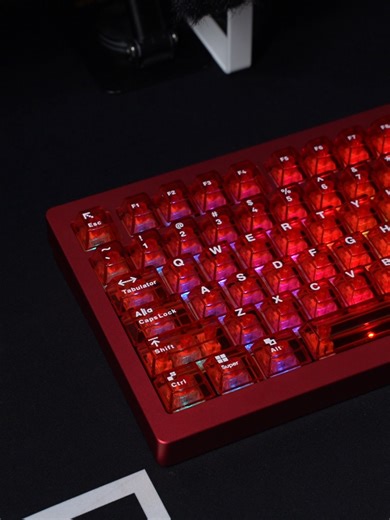 Looking for another keyboard with great RGB visuals but don't want it to be white and black? 🤭 What if it is red...... very very red and confidenyt 🐌❤️ The red transparent keyboard might be just for you 🐌❤️‍🔥 #customkeyboard #redtranspaent