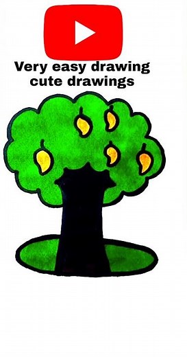 🤣😂how to draw mango tree drawing easy with colour mango fruit drawing palm tree coconut tree drawing